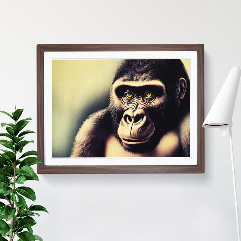 Great Gorilla - Print, 25cm H x 34cm W, Walnut