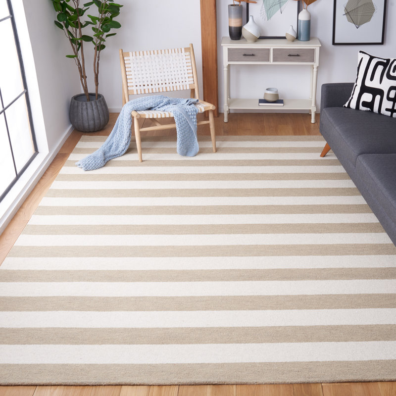 Tapis ivoire / brun clair en laine touffeté à la main Mast, Carré 6 pi