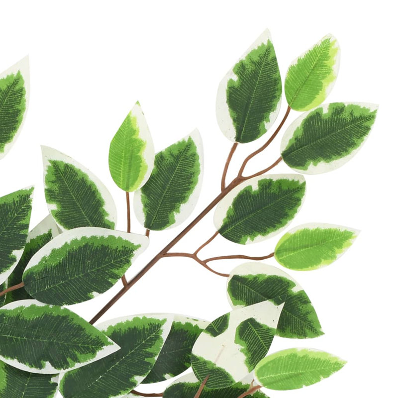 25.59cm Faux Ficus Plant, Green/White