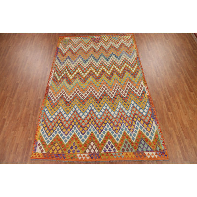 Tapis oriental réversible en laine Kilim 8 x 13