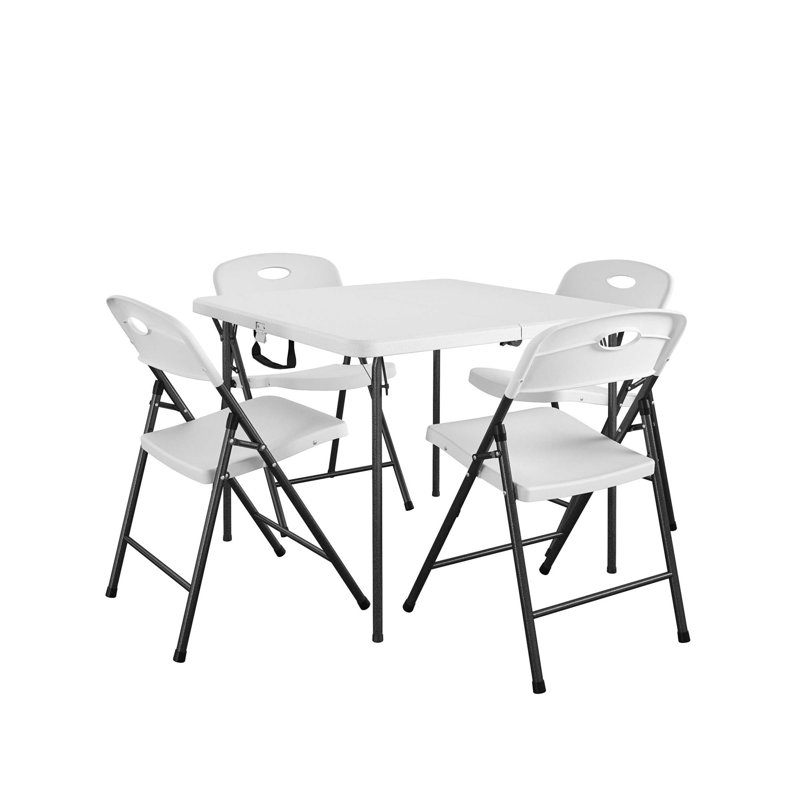 COSCO XL 5-Piece Folding Indoor/Outdoor Dining Set w/ 36" Fold-in-Half Card Table w/ Handle