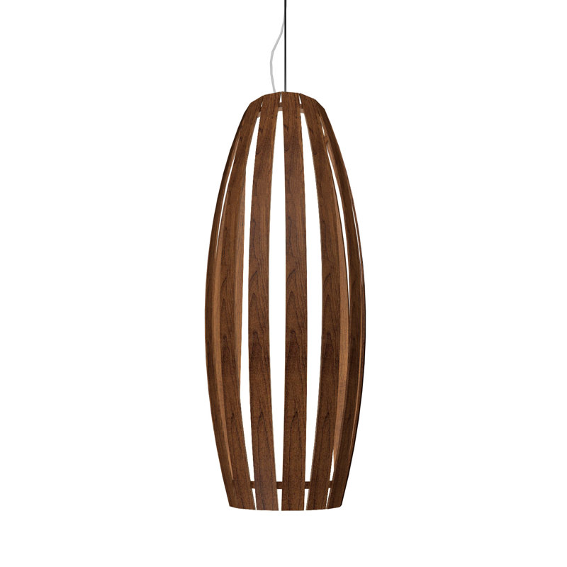 1 - Light Pendant, Imbuia, 27.69" H x 9.56" W x 9.56" D