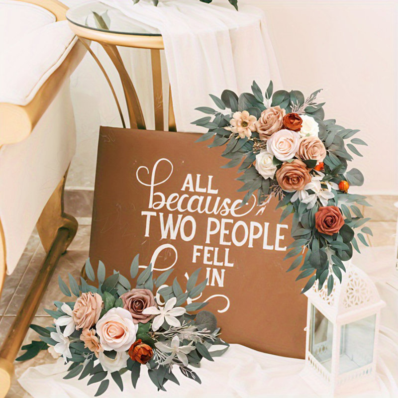 Ensemble de 4 fleurs artificielles pour mariage, Orange