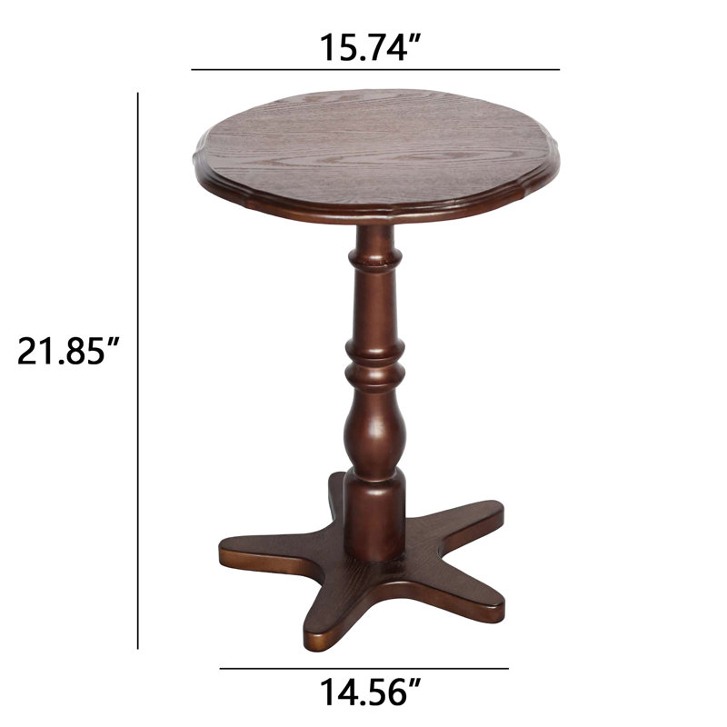 Table d'appoint ronde ronde de 16,19 pouces, piédestal rétro, couleur noyer, côté, chevet, installation sans effort Petite table de bout ronde avec finition noyer, style simple, fonctions multiples dans la chambre à coucher, rapide