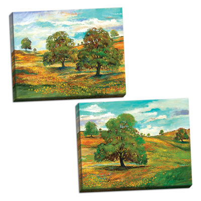 «Wild Poppy Landscape I and II», ensemble de 2 reproductions de peintures à l'acrylique