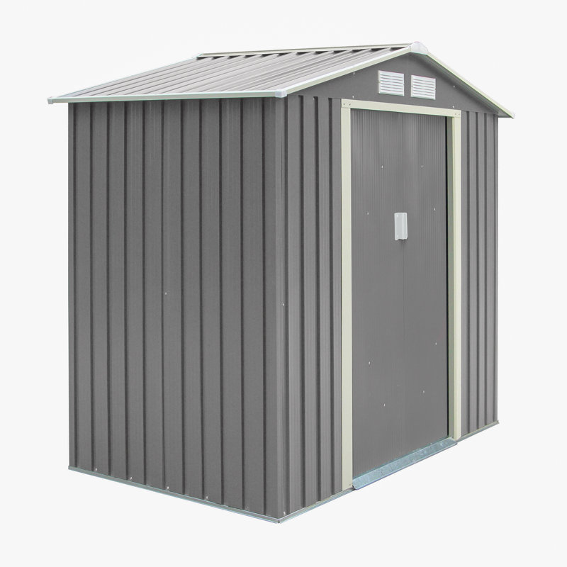 Rowlinson Trentvale 6x4 Metal Apex Shed, Light Grey