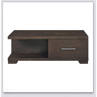 Modern Design Espresso Finish Wooden Coffee Table With Dovetail Drawer And Hidden Storage For Contemporary Living Rooms