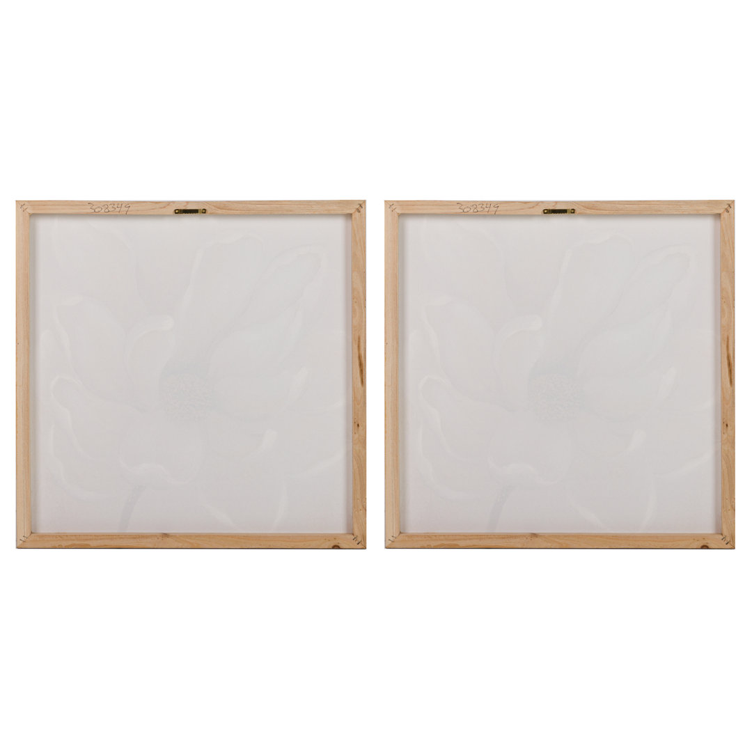 Flowers 40% Hand Painted Set 2 Canvas 60X3X60 Cm - 2 Piece Wrapped Canvas Print Set