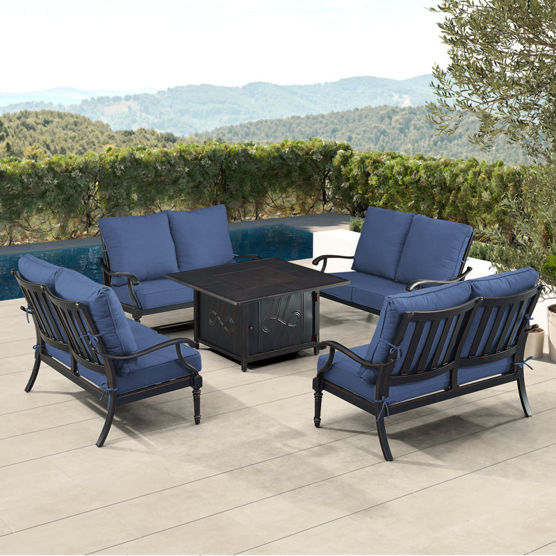 Paisha Outdoor 5 - Piece Conversation Set, Blue
