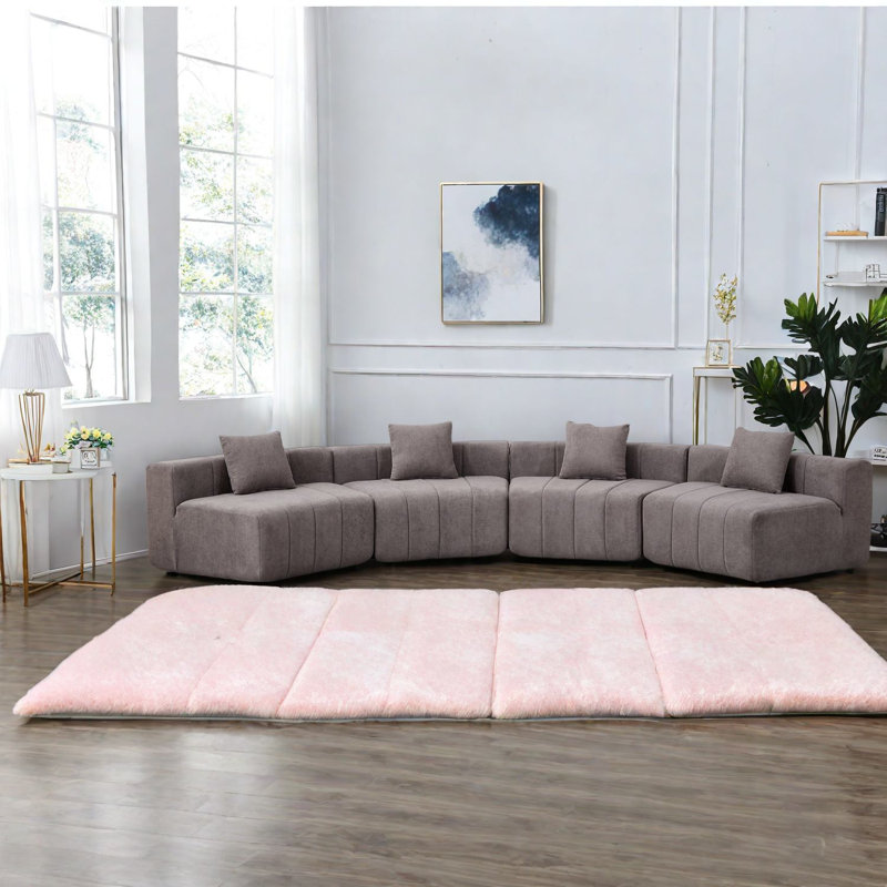 Canapés courbés modulaires en chenille, gris, pour le salon ou le bureau