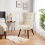 Fauteuil à oreilles rembourré en fausse fourrure avec pieds en métal Modern-1544354319