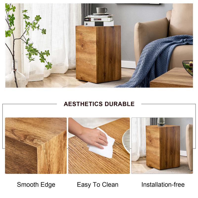 Elevate your living space with this modern MDF coffee table that showcases smooth, Wood colour texture patterns. It is characterized by stylish design.11.8*11.8*19.6 inch