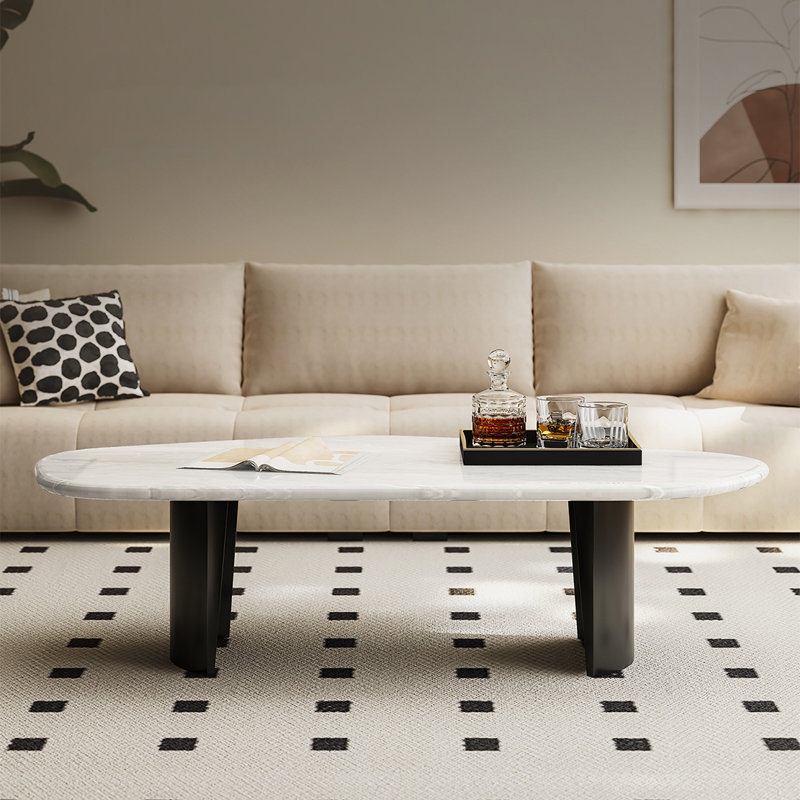 Table basse en marbre Luxury-Style, H 15,7 po x L 43,3 po x l 29,5 po, Blanc