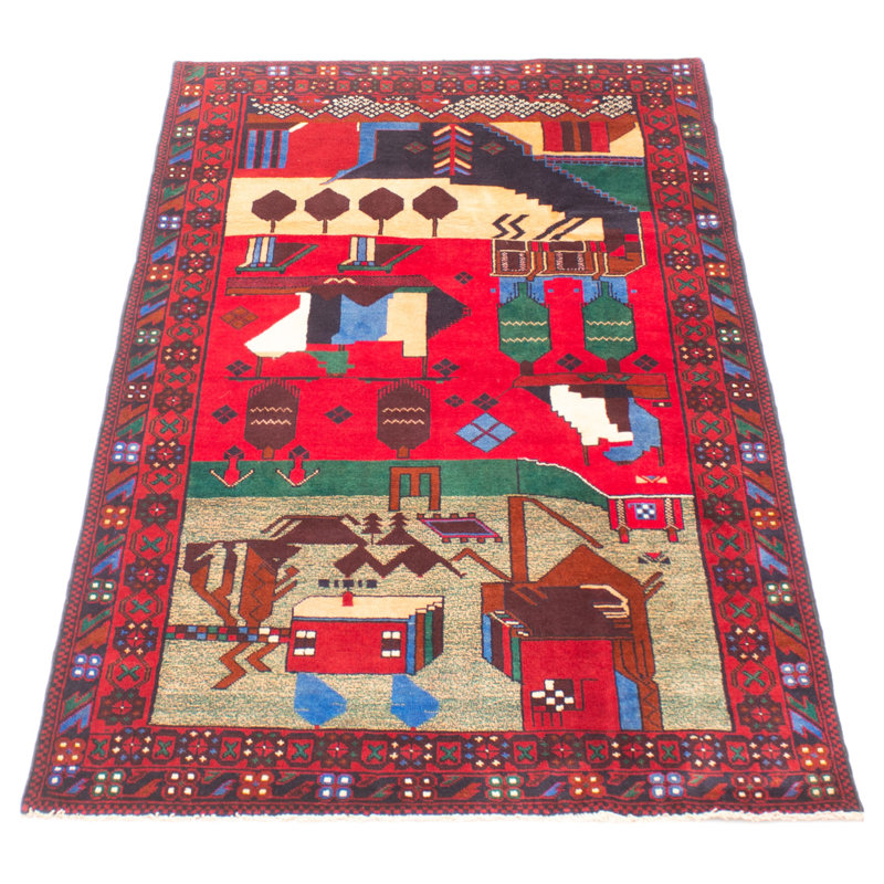 Tapis rouge Teimani 3 pi 7 po x 6 pi 6 po