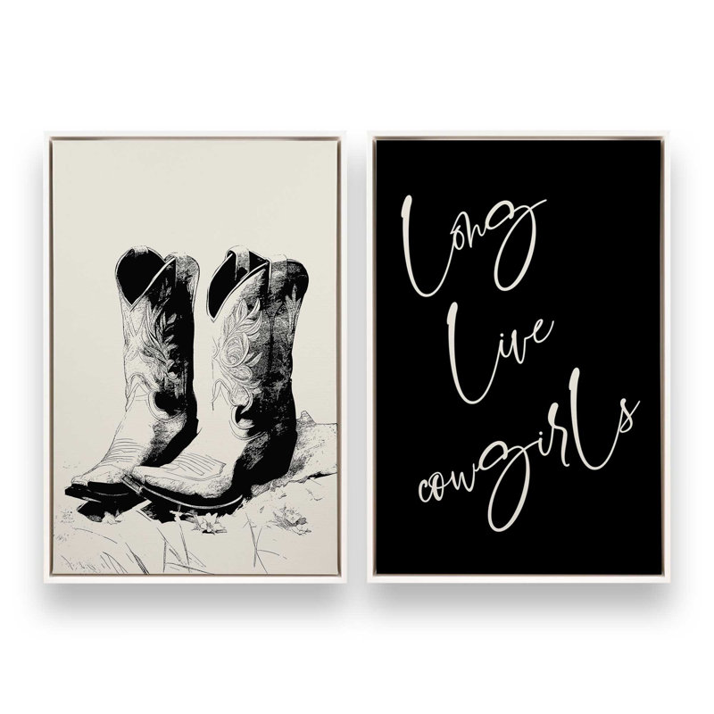 Vive l'ensemble de 2 Cowgirls, Cadre flottant blanc opaque, H 31 po x l 42 po