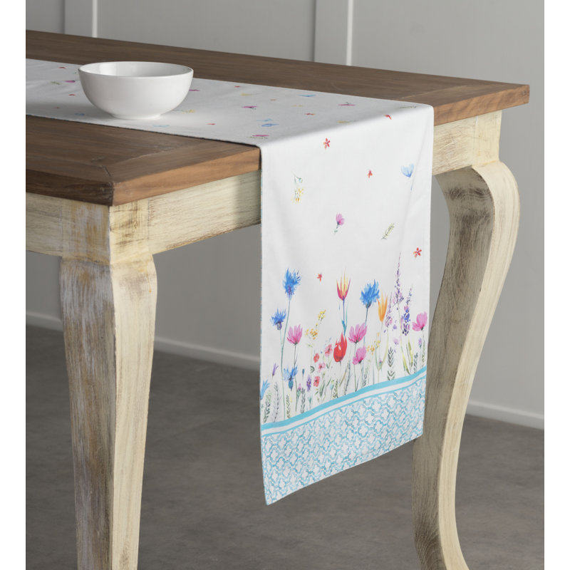 Maison d'Hermine Flower In The Field 100% Cotton Table Runner - Double Layer - 14.5" x 108", 108" L x 14.5" W