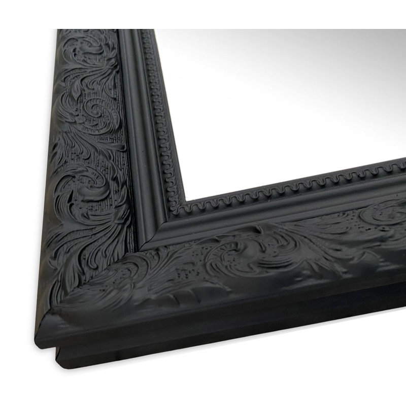 Bella French Ornate Embossed Framed Wall Mirror, 28.25" x 24.25", Black