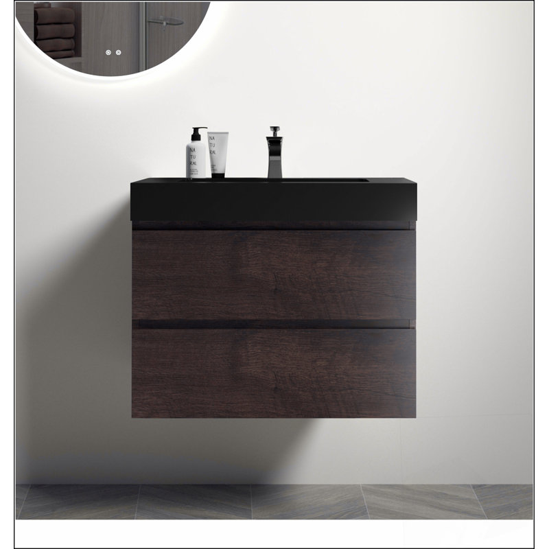 Meuble-lavabo mural flottant avec lavabo et rangement