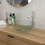 Lavabo de salle de bain vasque en verre trempé avec robinet chromé et drain escamotable, transparent