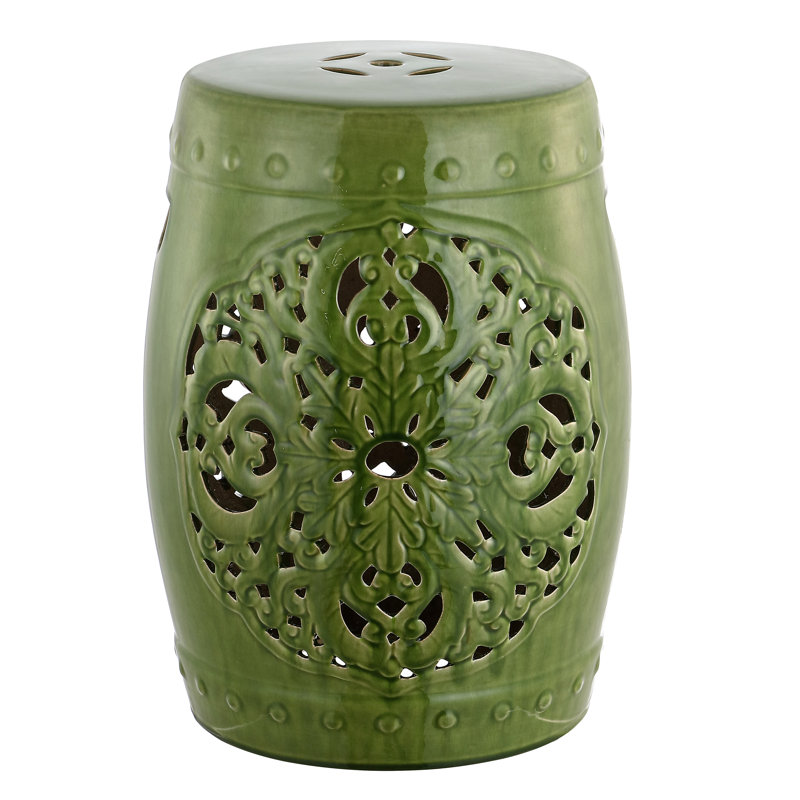 Tabouret de jardin en céramique Llaneli, Vert printemps