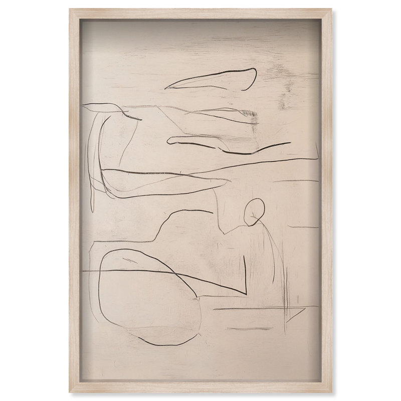 Oliver Gal Frenzied Strokes II Abstract - Luxury Shadowbox Framed Wall Art, Cream, 26" H x 18" W