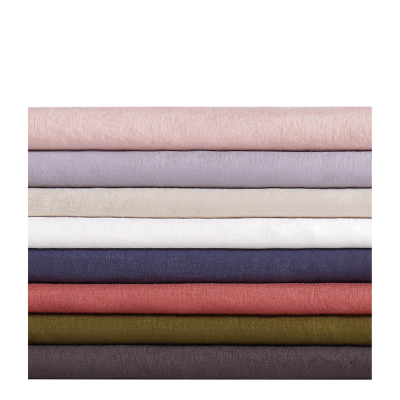 Nena 100% Linen Standard Solid Colour Sheet Set, Cal.King Sheet Set + Fitted Sheet + 2 Pillowcases, Navy