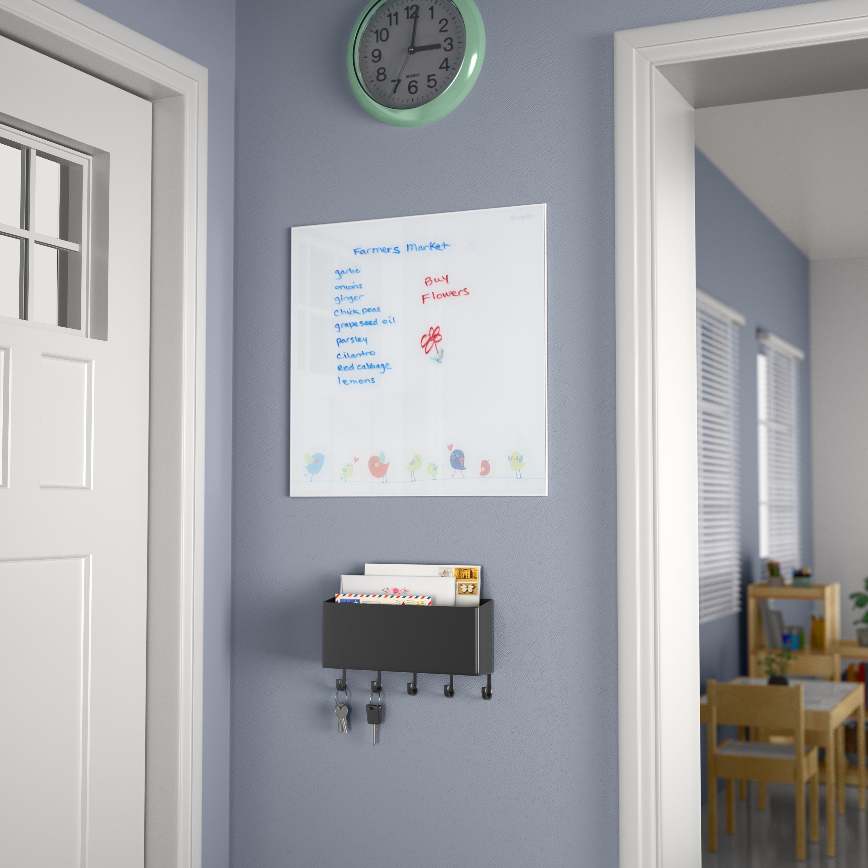 ECR4Kids MessageStor DryErase Glass Board with Birds