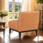 Fauteuil d'appoint en cuir sans accoudoirs, fauteuil rembourré avec pieds en bois massif-1913129470
