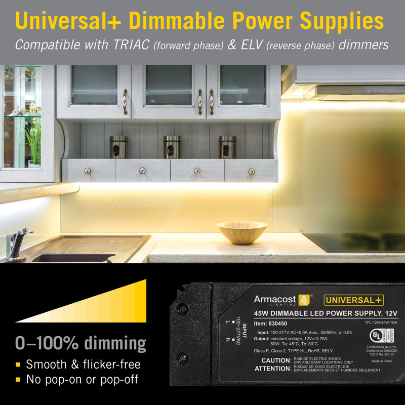Universal+ Dimmable LED Driver 12V DC, 45W, 45