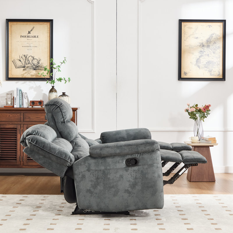 87" Wide Modern Skin-Friendly Microfiber Manual Reclining Sofa With Soft Seat, Gray