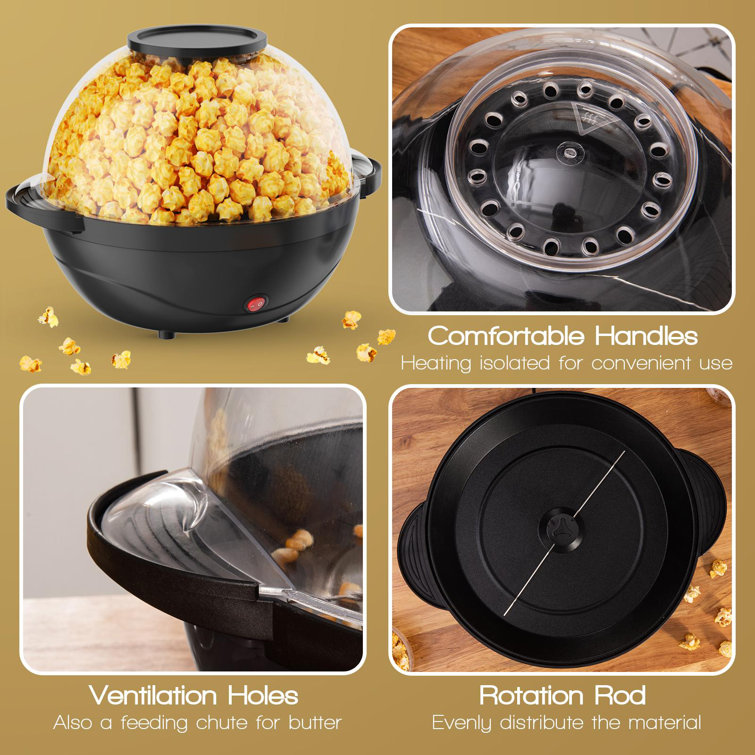 Stir Crazy Electric Hot Oil Popcorn Popper Machine With Large Lid for  Serving Bowl and Convenient Storage