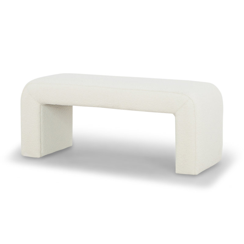 Banc rembourré Colyt, H 19 po x l 47 po x P 18 po, Blanc