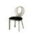Modern Metal Dining Room Chairs, Silver , Black Microfiber Seat, Oval Back, 2 2pc Metal, Contemporary Back Style, Construction