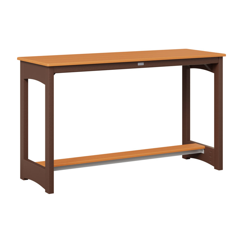 Balcony Outdoor Bar Table, Chocolate Brown, 35.5" H x 60" W x 22" D, Mango Orange