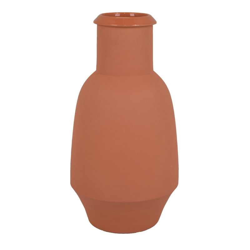 Vase décoratif en céramique, terre cuite orange 15 po