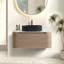 Meuble-lavabo Erba de 36 po avec lavabo, armoire murale en chêne miel avec porte-serviettes gratuit, lavabo simple en céramique rayé ovale noir, sans drain et robinet, pré-assemblé-1117559116-1117559117