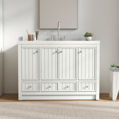 Aula 48" Bathroom Vanity with 2" Thassos White Quartz Countertop