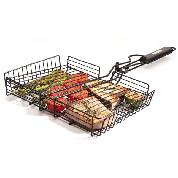 Stainless Steel BBQ Grill Accessories - Vegetable Grill Basket - Non-Stick  Coating - Easy to Use Rotisserie for Outdoor Barbecues & Campfires 