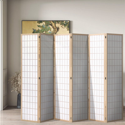 Wallaston 270cm W x 180cm H 6-Panel Solid Wood Folding Room Divider Screen