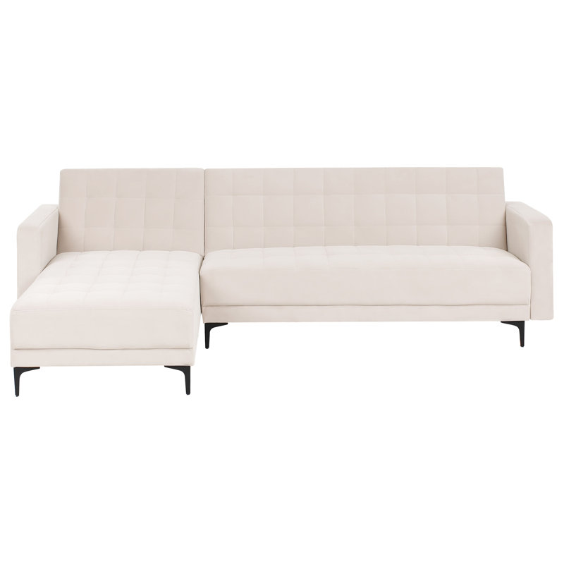 Aliyha 4 Seater Velvet Sofa Bed, Beige, Left Hand Facing