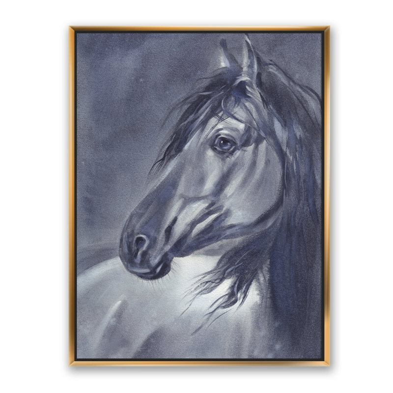 Cheval pendant la nuit - reproduction d'art sur toile, H 40 po x l 30 po x 1,5 po, Toile encadrée d'or