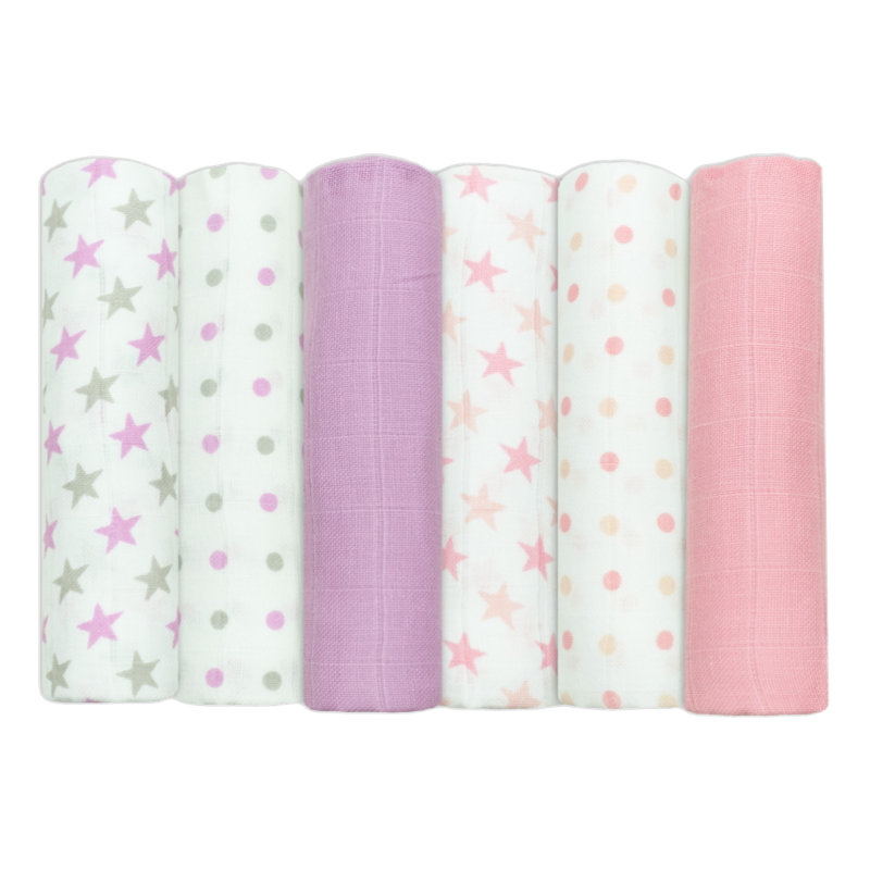Losurdo MuslinZ Baby Muslin Squares 100% Cotton, Bright Pink and Violet Mix