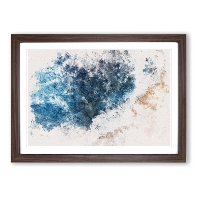 Waves On The Beach In Bali - Single Picture Frame Print on MDF, 35cm H x 50cm W x 2cm D, Walnut
