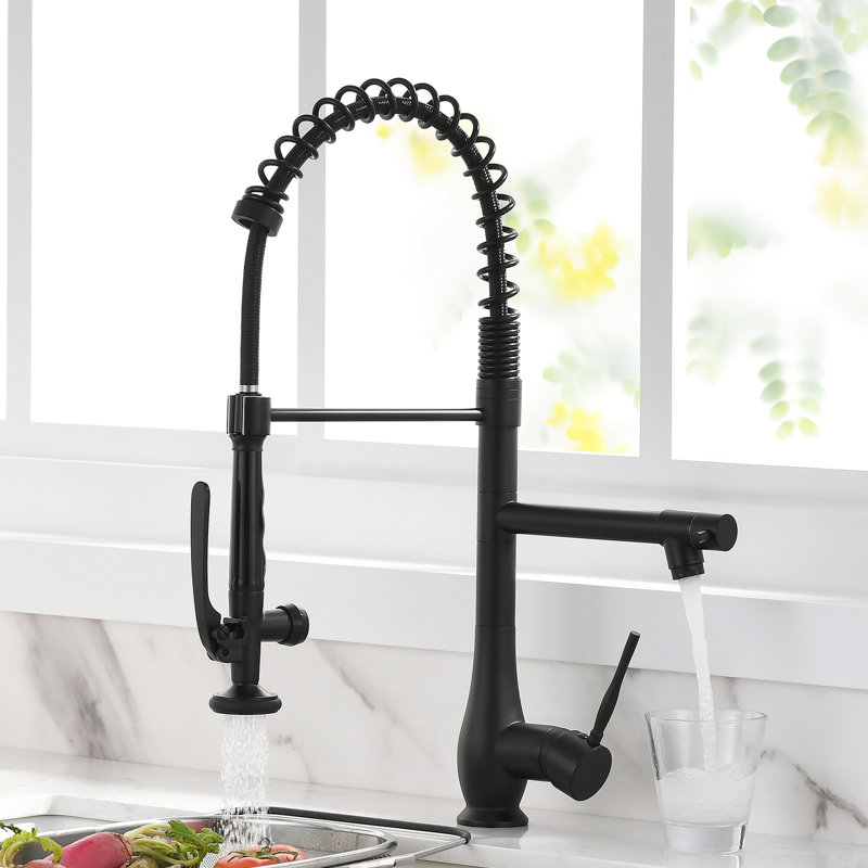 Black Kitchen Faucet With Pull-Down - Single Handle, Hot And Cold Control, Modern Design High-Performance Sink Pull Down, Black, Ceramic Filler, Productivity