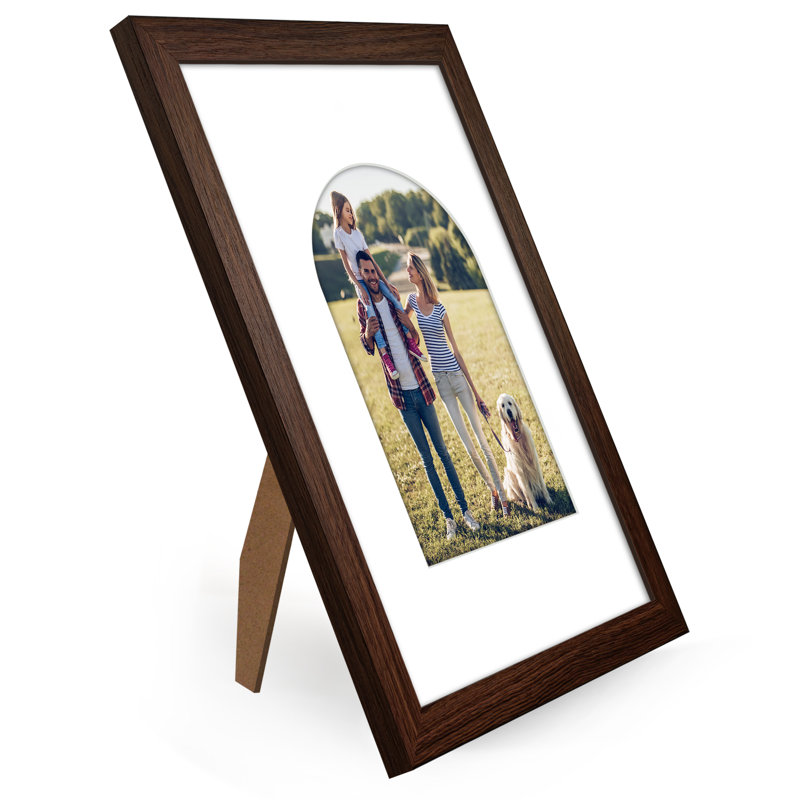 Cadre photo avec tapis en forme d'arche - Idéal pour toute pièce, salon, dortoir, Walnut, 9" x 12"