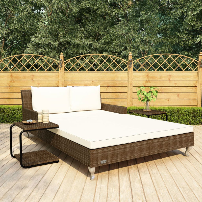 Cohoes 80" Long Single chaise with Cushions, Cream, Brown