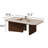 51.2" Brown Wood Coffee Table with Stone Top, Adjustable Walnut Legs & Beige Sintered Stone Surface