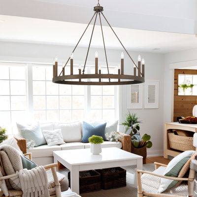 Beck 12-Light Dimmable Wagon Wheel Chandelier