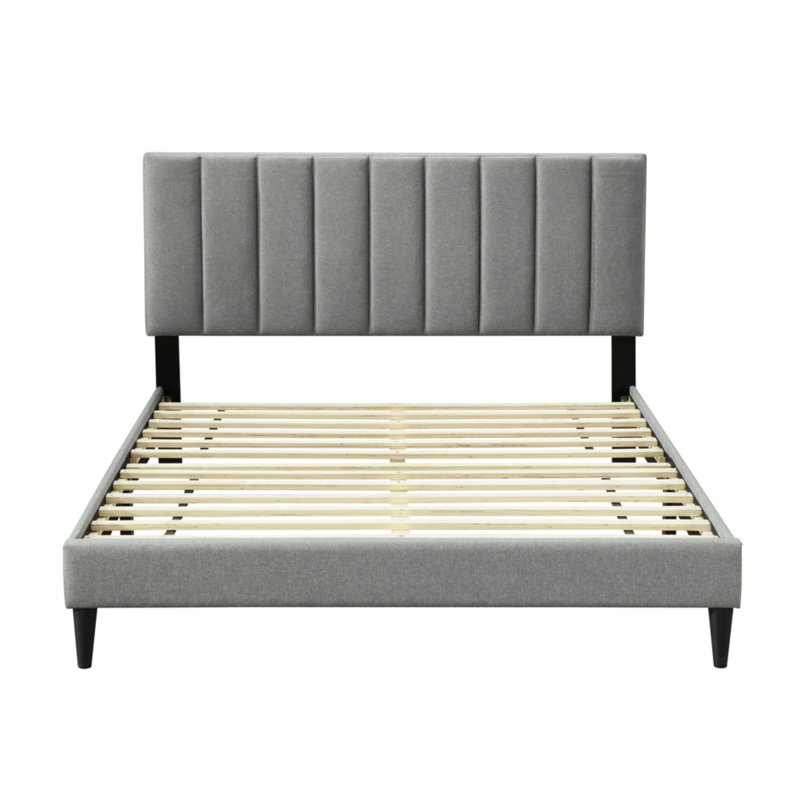 Lit dans une boîte avec hublot - tissu gris, 80 po Long, 4,5 haut, 58,5 largeur