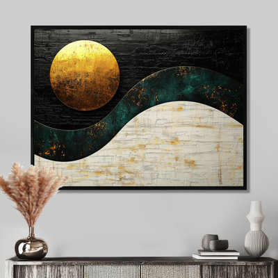 Lune sans limite dorée et noire - rêverie géométrique abstraite
